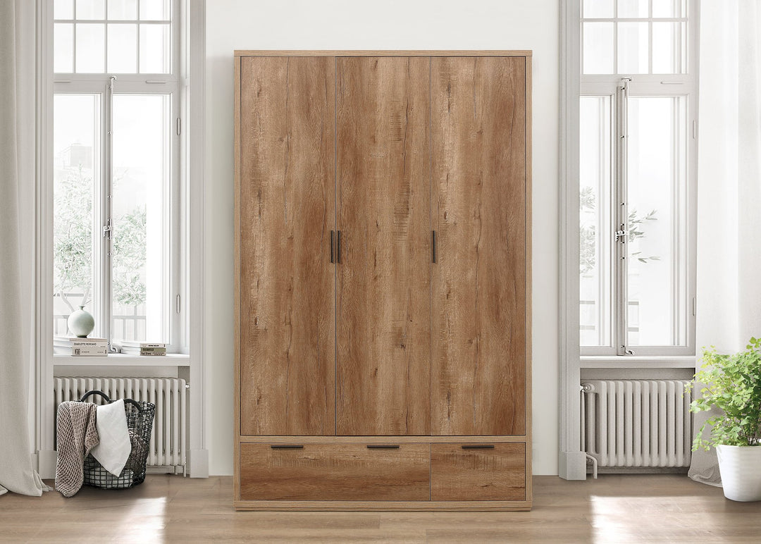 Birlea Stockwell 3 Door 2 Drawer Wardrobe (Self Assembly) (DHD)