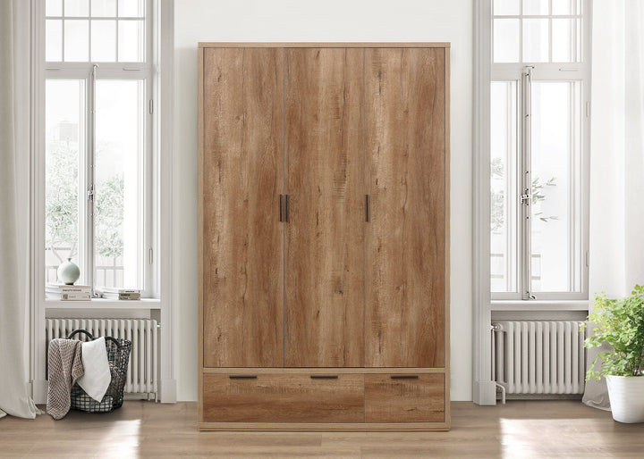 Birlea Stockwell 3 Door 2 Drawer Wardrobe (Self Assembly) (DHD)