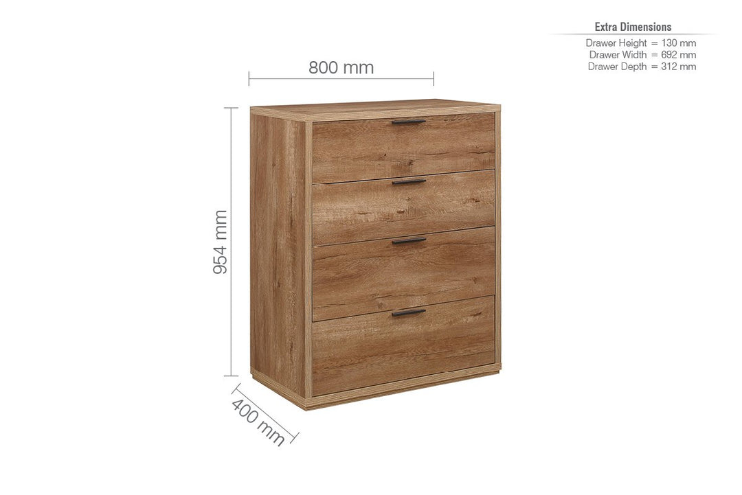 Birlea Stockwell 4 Drawer Chest (Self Assembly) (DHD)