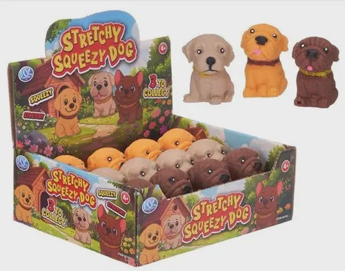 Stretchy Squeezy Dog 45x55x70mm 3 Assorted