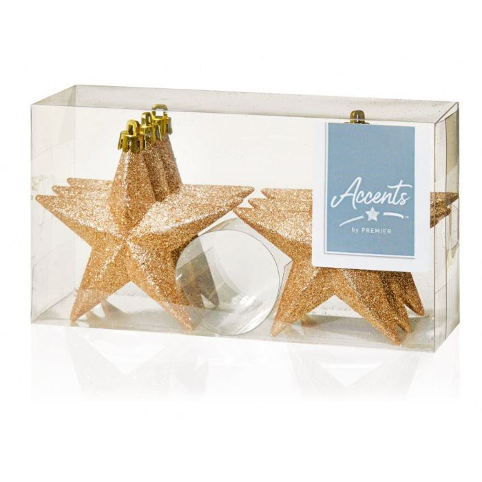 Premier 100mm Glitter Stars Pack 6 Rose Gold