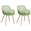Sunray Bistro Arm Chair Moss Green UV Seat With Wood Effect Legs (pair) (Self Assembly) (DHD) Image 1