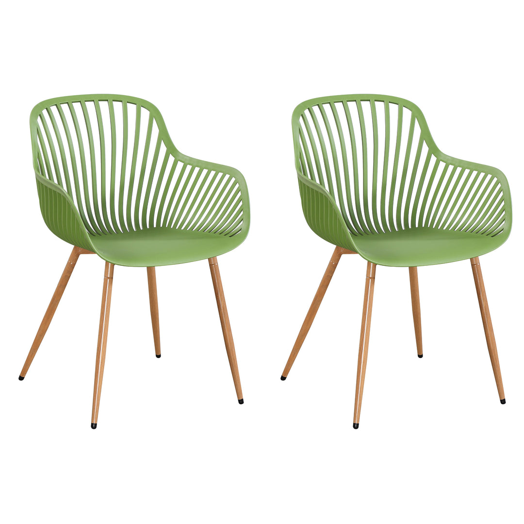 Sunray Bistro Arm Chair Moss Green UV Seat With Wood Effect Legs (pair) (Self Assembly) (DHD) Image 1