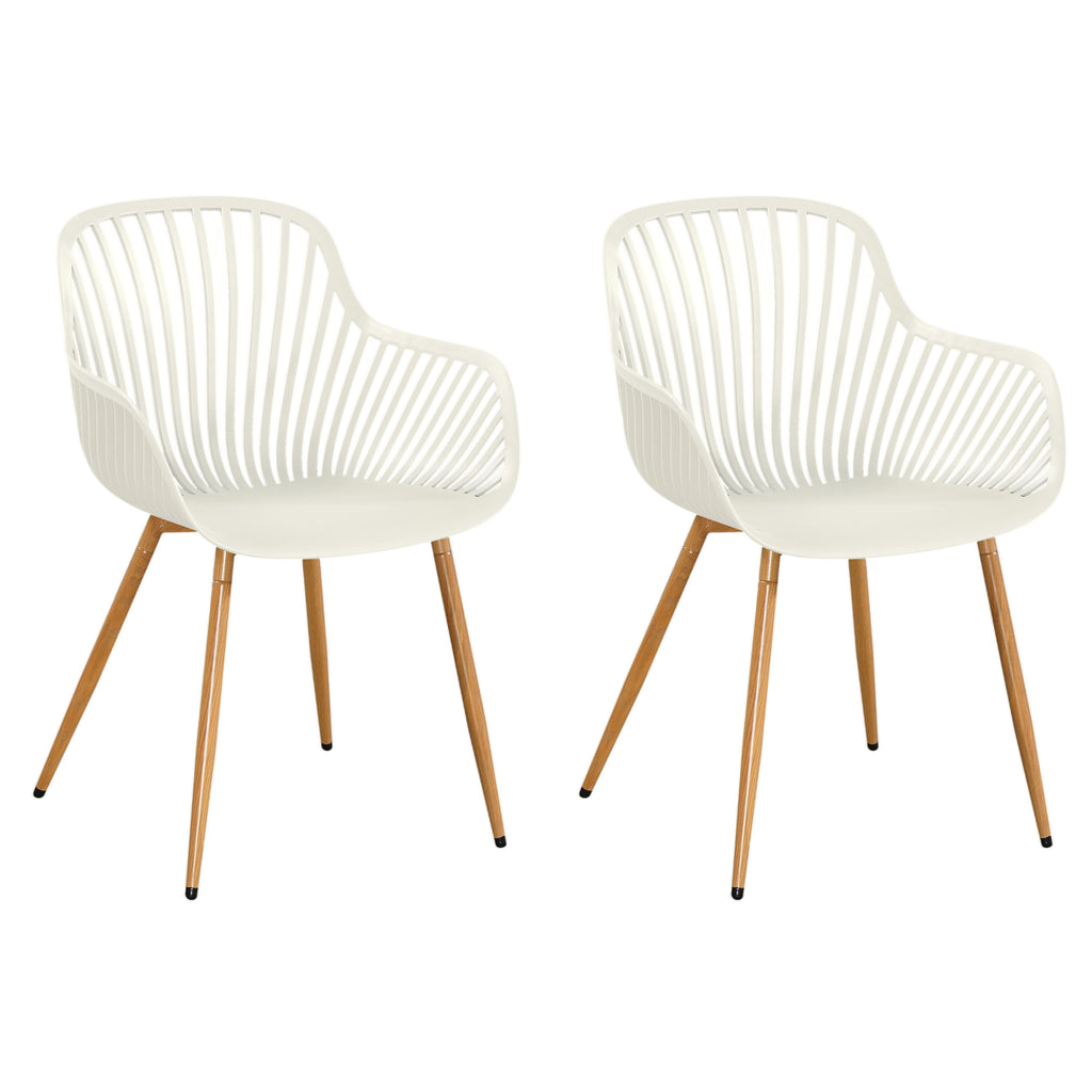Sunray Bistro Arm Chair Plastic White UV Seat With Wood Effect Legs (pair) (Self Assembly) (DHD) Image 1