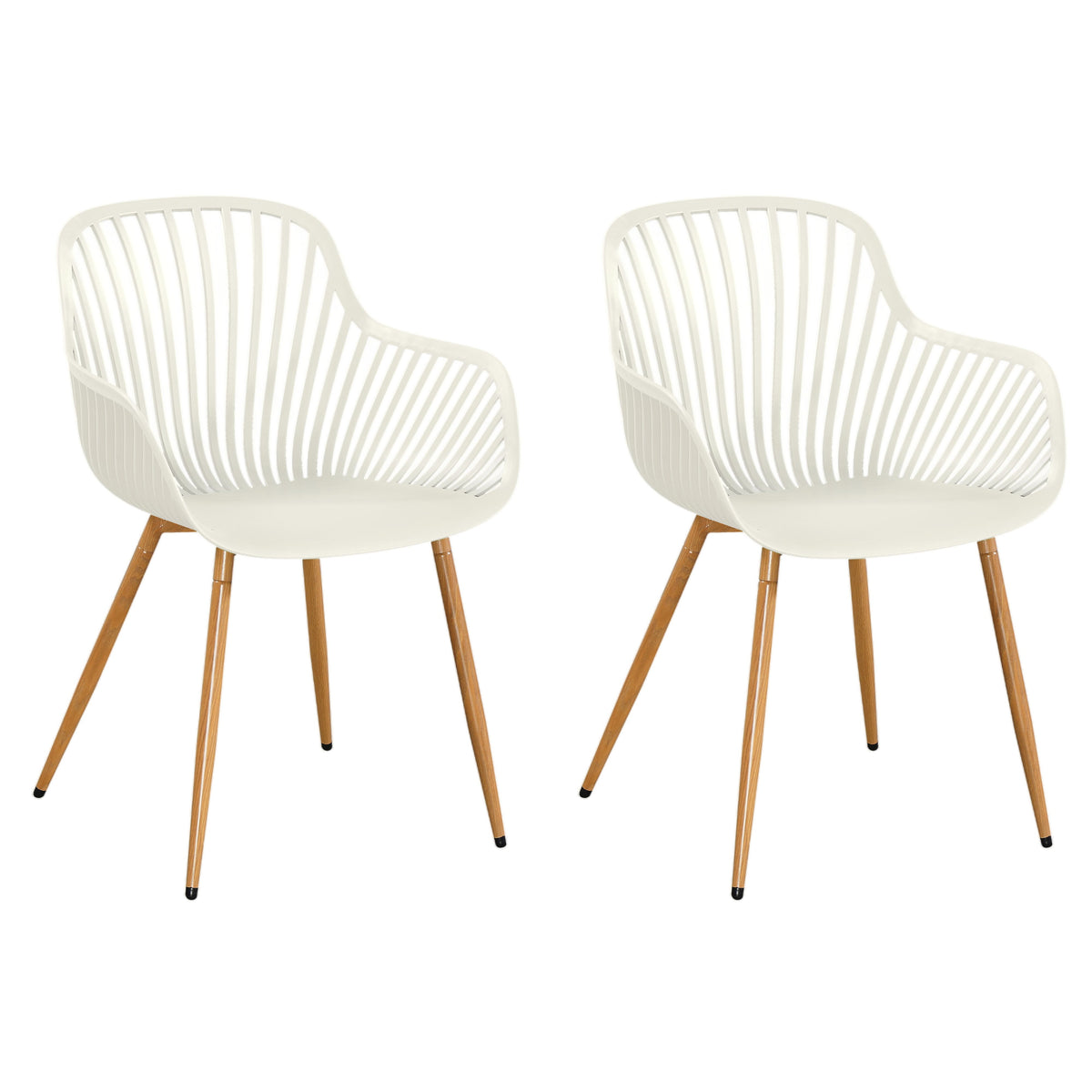 Sunray Bistro Arm Chair Plastic White UV Seat With Wood Effect Legs (pair) (Self Assembly) (DHD) Image 1