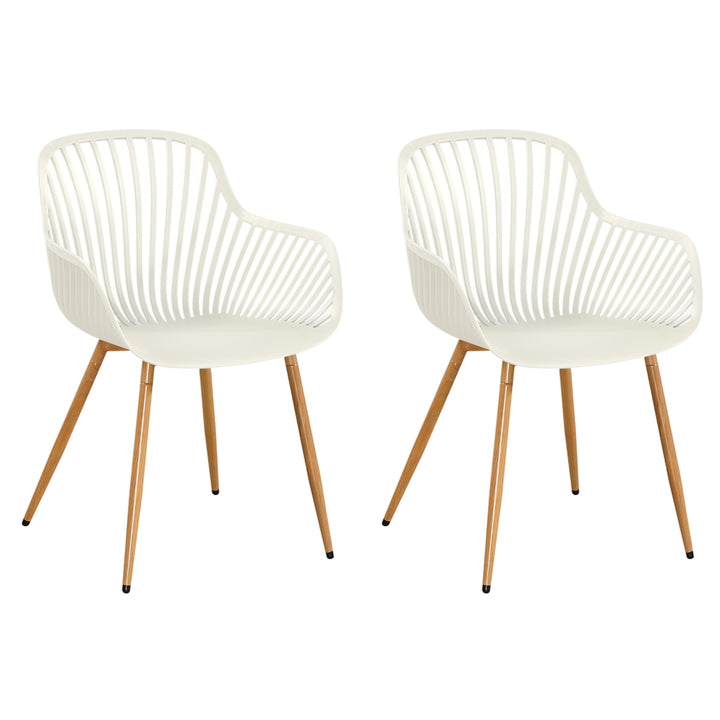 Sunray Bistro Arm Chair Plastic White UV Seat With Wood Effect Legs (pair) (Self Assembly) (DHD) Image 1