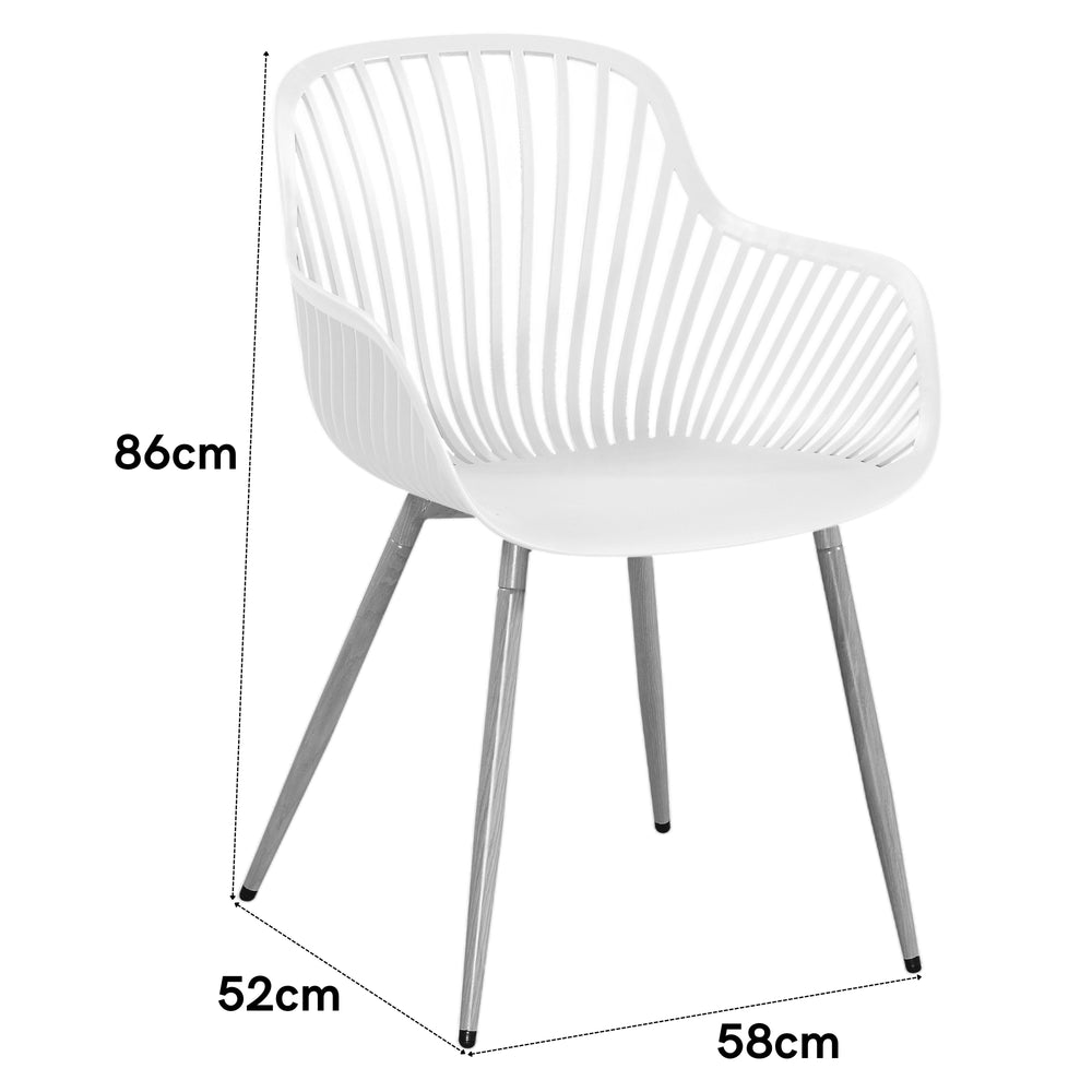 Sunray Bistro Arm Chair Plastic White UV Seat With Wood Effect Legs (pair) (Self Assembly) (DHD) Image 2