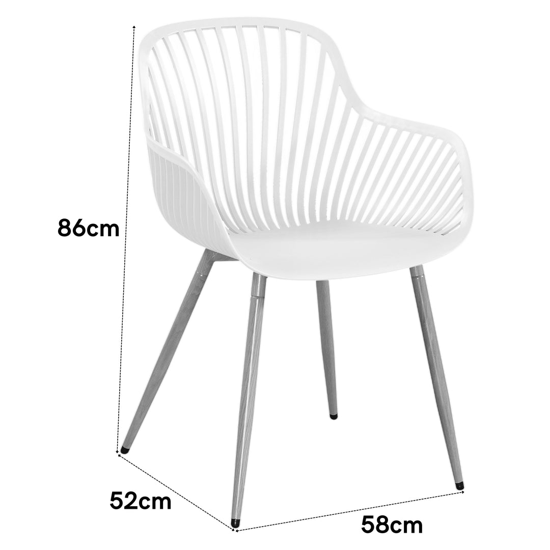 Sunray Bistro Arm Chair Plastic White UV Seat With Wood Effect Legs (pair) (Self Assembly) (DHD) Image 2