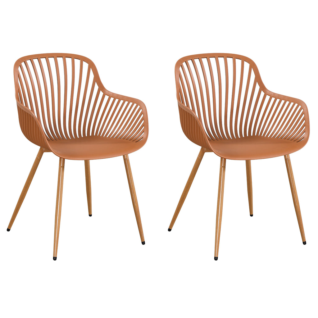 Sunray Bistro Arm Chair Terracotta UV Seat With Wood Effect Legs (pair) (Self Assembly) (DHD) Image 1