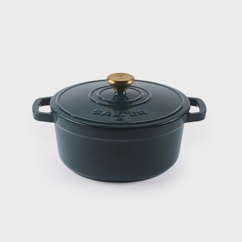 Salter Chester 24cm Cast Iron Casserole Pot - Red Enamel