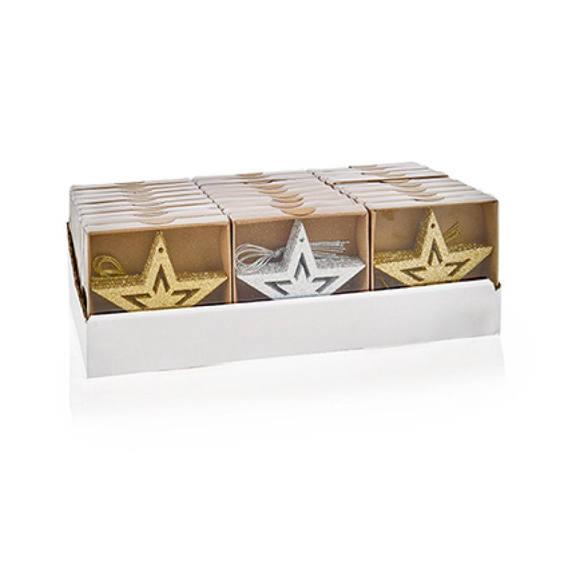 Premier 10cm Glitter Mix Stars Hanging Decorations Set of 6 Assorted