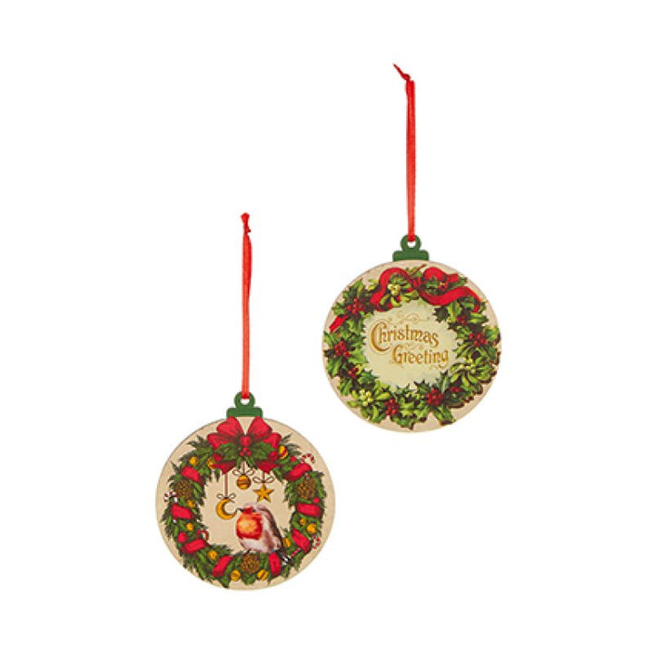 Premier 10cm Wooden Wreath Hanging Decoration Assorted