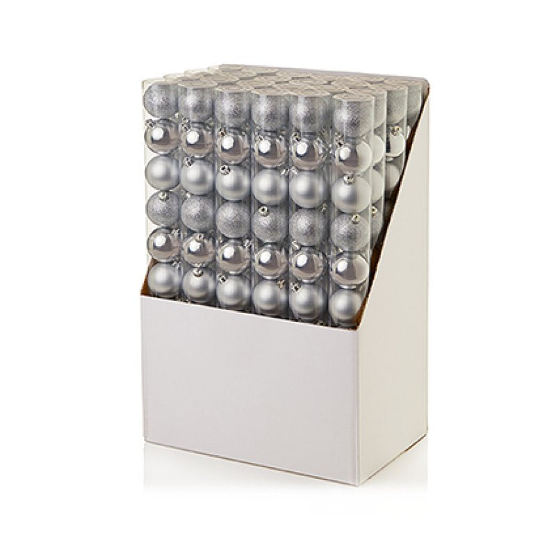 Premier 10 x 60mm Shatterproof Baubles Silver