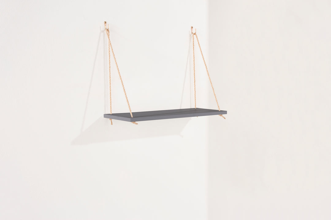 Thames Single Narrow Rope Shelf, Grey Effect Foil (DHD) Image 1