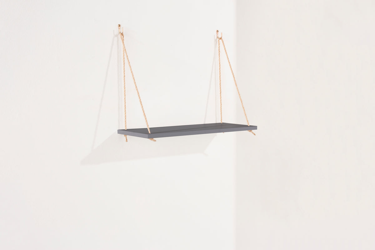 Thames Single Narrow Rope Shelf, Grey Effect Foil (DHD) Image 1