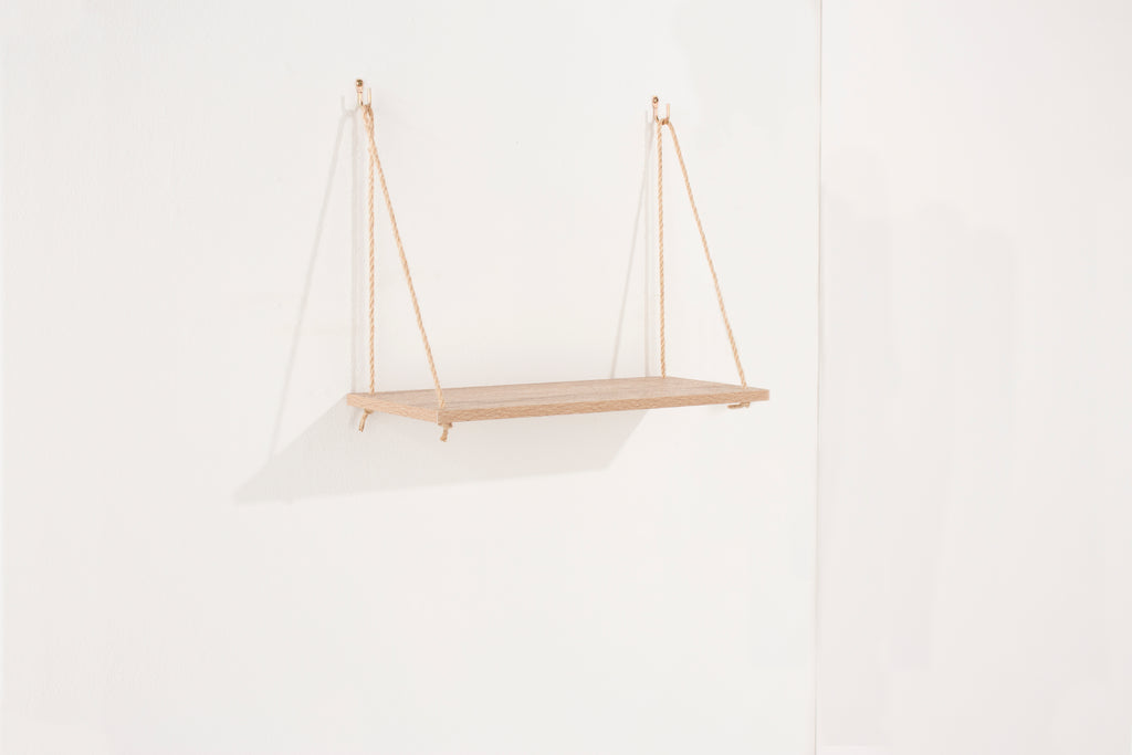 Thames Single Narrow Rope Shelf, Oak Effect Foil (DHD) Image 1