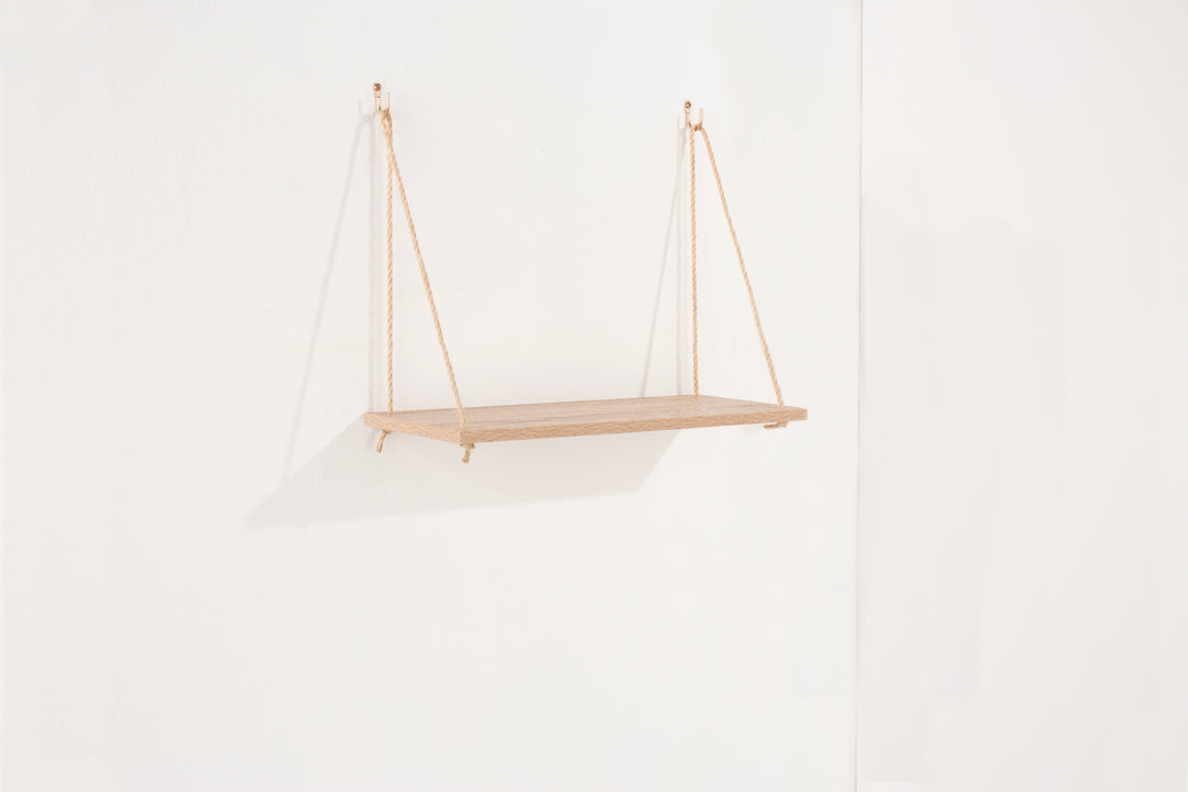 Thames Single Narrow Rope Shelf, Oak Effect Foil (DHD) Image 1