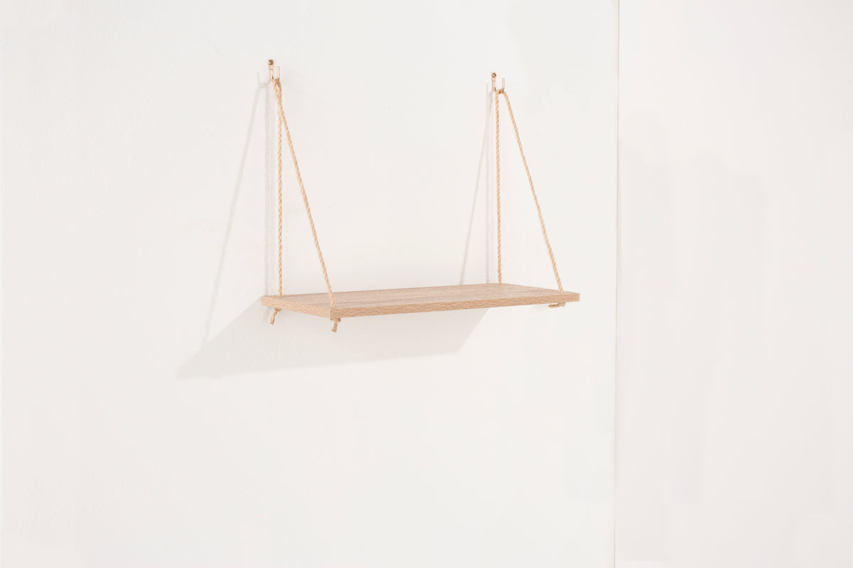 Thames Single Narrow Rope Shelf, Oak Effect Foil (DHD) Image 1