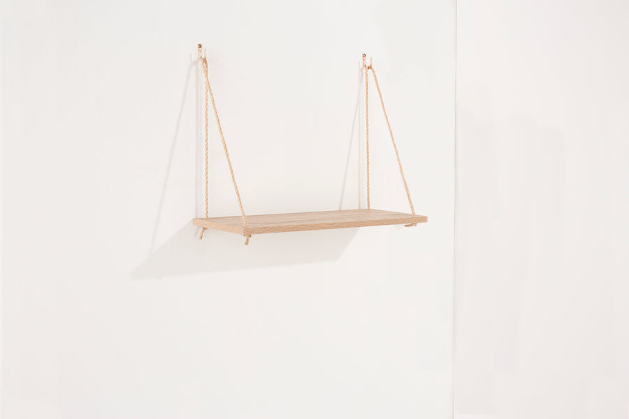 Thames Single Narrow Rope Shelf, Oak Effect Foil (DHD) Image 1