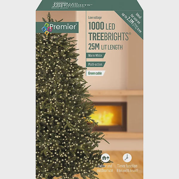 Premier Multi-Action Treebright LED Lights with Timer 1000s Warm White