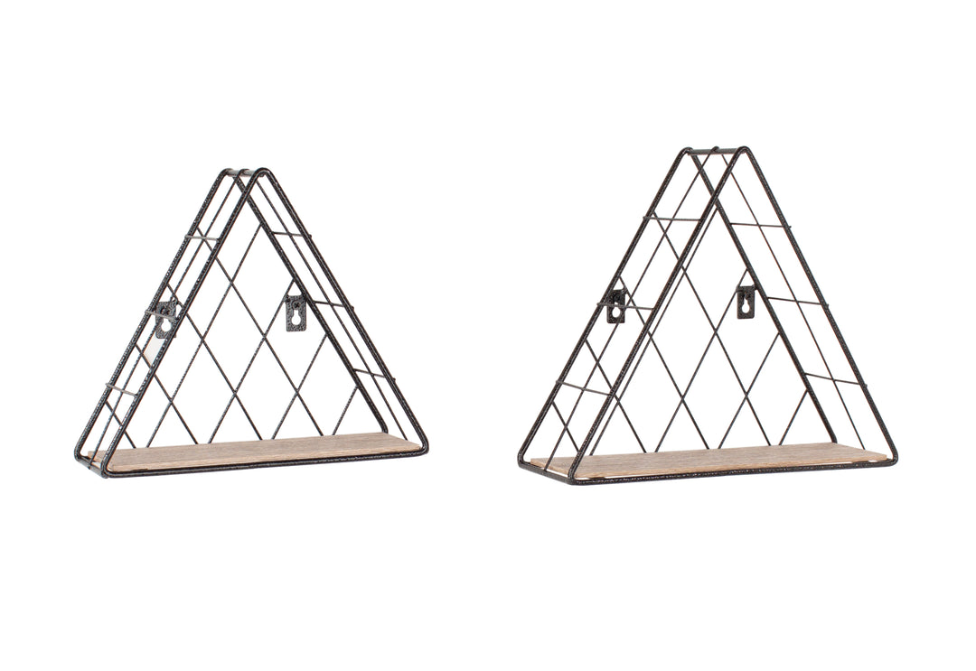 Triangle Set Of 2 Display Shelf, Black Metal And (DHD) Image 1