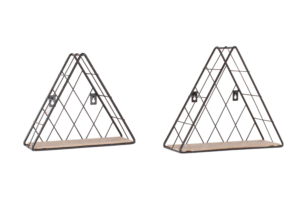 Triangle Set Of 2 Display Shelf, Black Metal And (DHD) Image 1