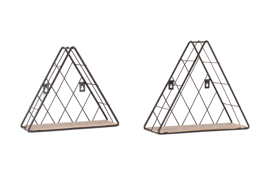 Triangle Set Of 2 Display Shelf, Black Metal And (DHD) Image 1
