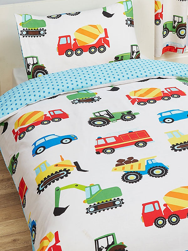 Bright Trucks Duvet Cover Set Single
