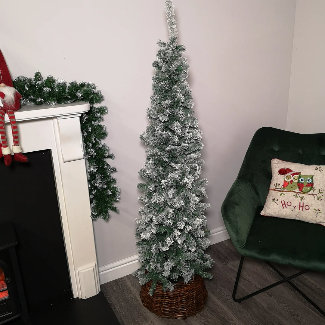 Premier Slim Snow Flocked Spruce Pine 1.7m Artificial Xmas Tree