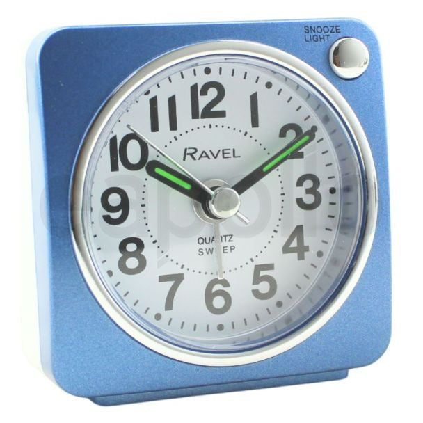 Ravel Longford Mini Travel Quartz Alarm Clock Blue