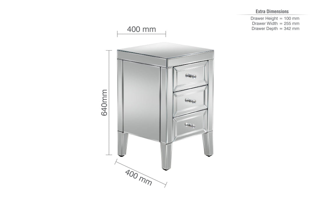Birlea Valencia 3 Drawer Bedside (DHD)