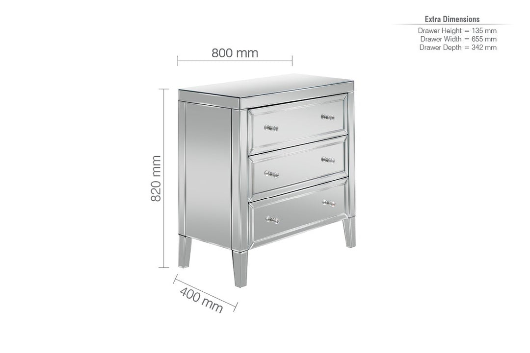 Birlea Valencia 3 Drawer Chest (DHD)