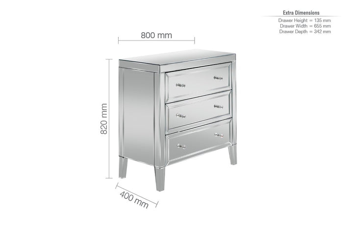 Birlea Valencia 3 Drawer Chest (DHD)