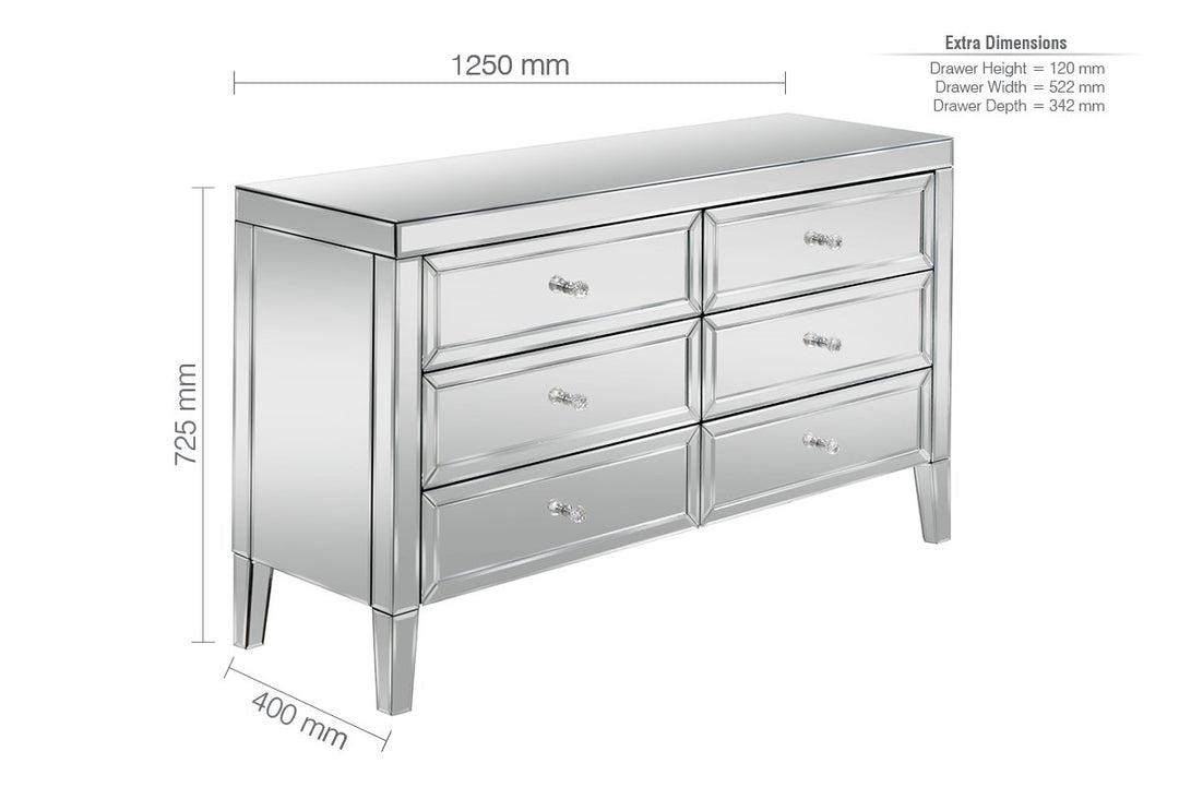 Birlea Valencia 6 Drawer Chest (DHD)