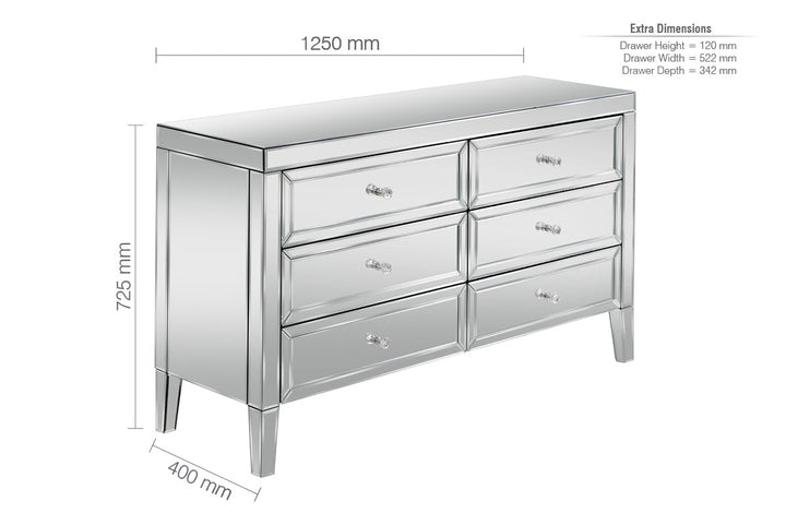 Birlea Valencia 6 Drawer Chest (DHD)