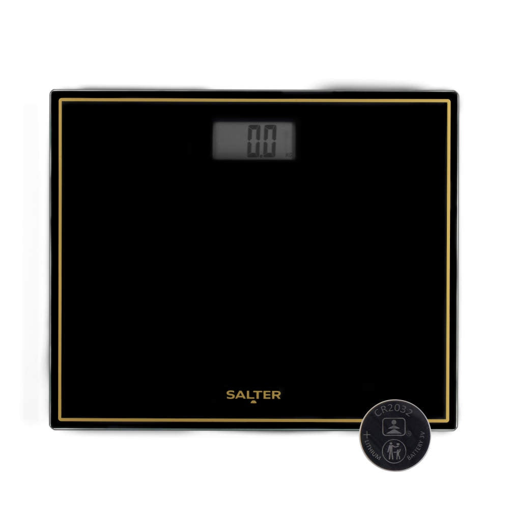 Salter Compact Glass Digital Bathroom Scale Black/Gold