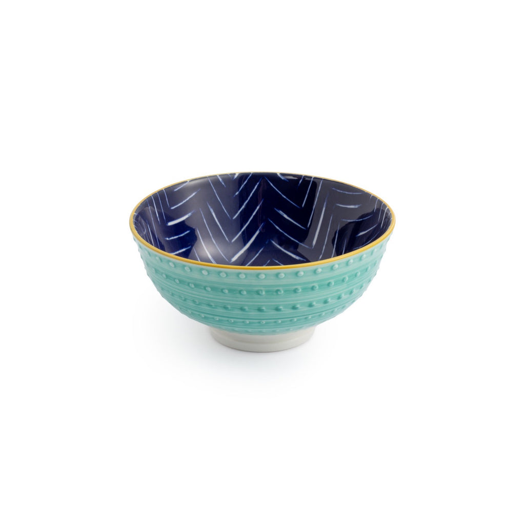 Mikasa Indigo Chevron Stoneware Nibble Bowl, 12cm