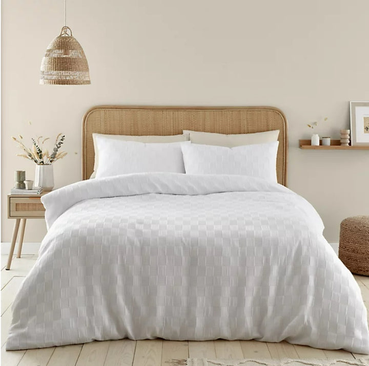 Waffle Checkerboard Duvet Cover Set