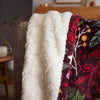 Winter Stags Sherpa Fleece Throw 130cm x 170cm Burgundy