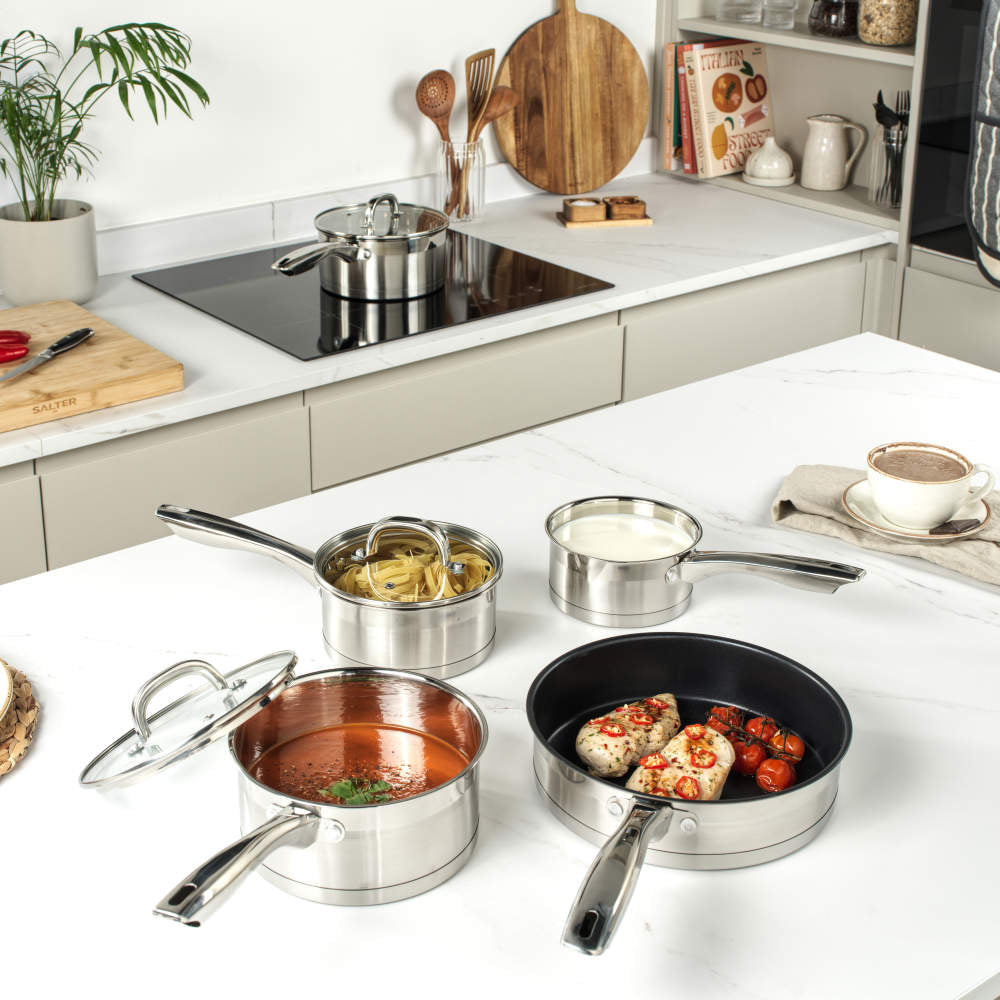 Salter Timeless Collection Stainless Steel 5 Piece Pan Set