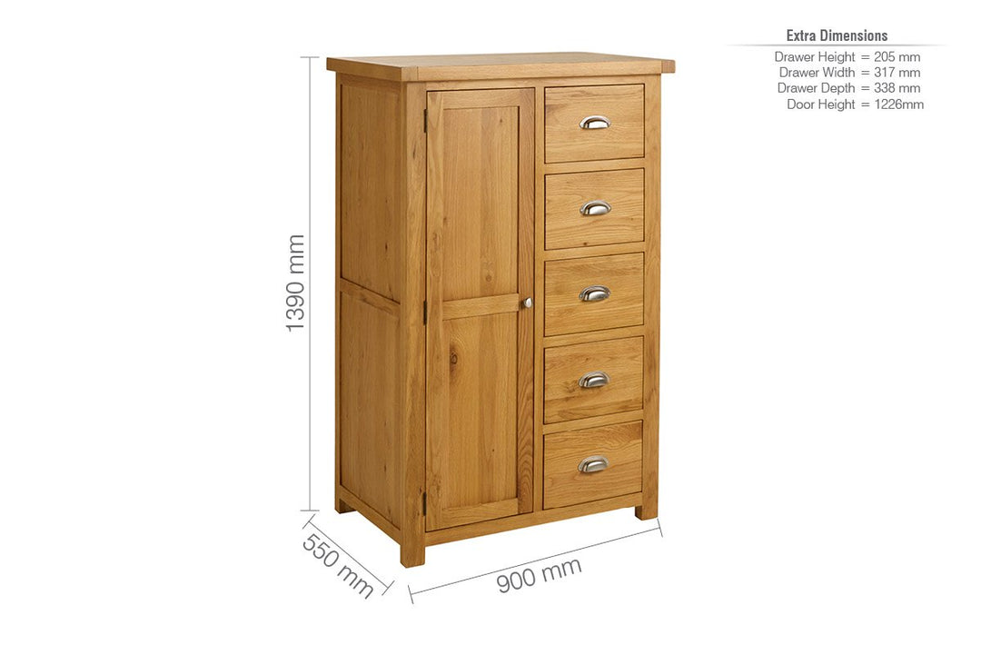 Birlea Woburn 1 Door 5 Drawer Wardrobe (DHD)