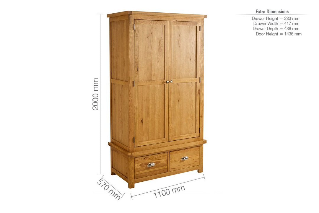 Birlea Woburn 2 Door 2 Drawer Wardrobe (Self Assembly) (DHD)