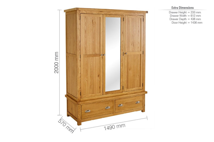 Birlea Woburn 3 Door 2 Drawer Wardrobe (Self Assembly) (DHD)