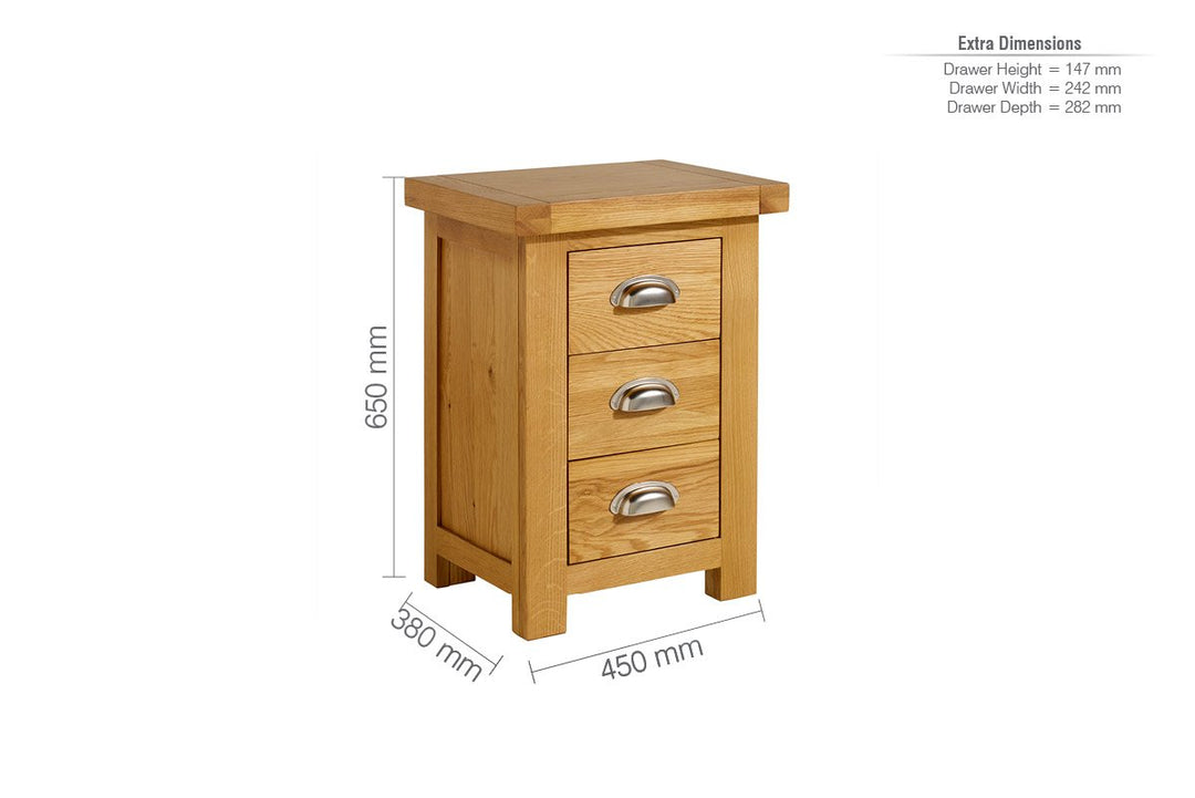 Birlea Woburn Large 3 Drawer Bedside (DHD)
