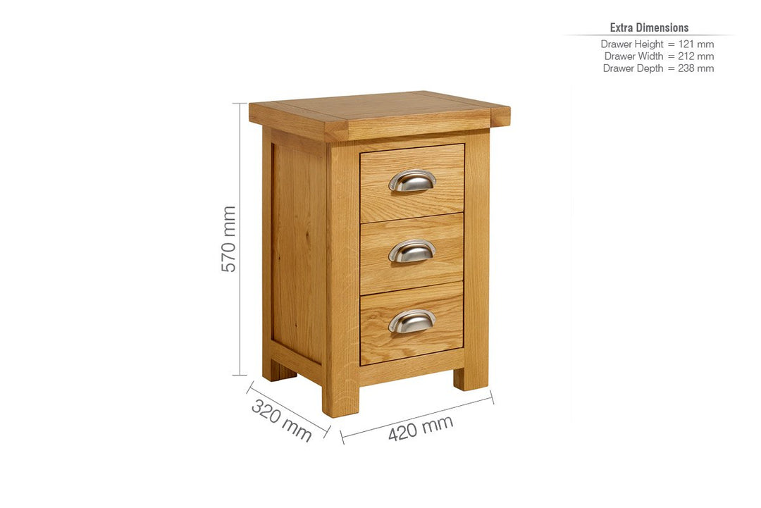 Birlea Woburn Small 3 Drawer Bedside (DHD)
