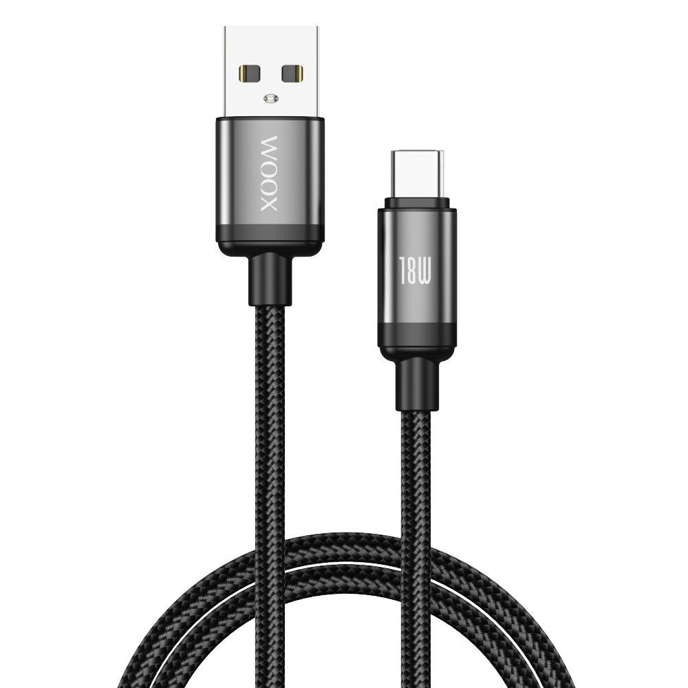 Woox 18W Braided Cable 1m - USB-A to USB-C - Black (MX0012)