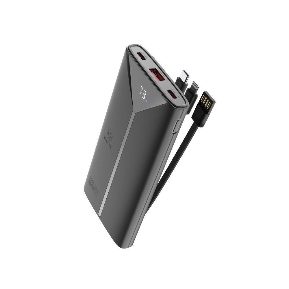Woox 10000mAh 22.5W Power Bank with Built-in Cables &amp; Display - Black (MX0131)