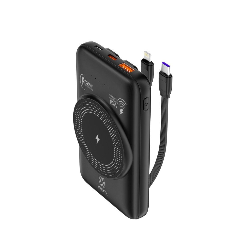 Woox 10000mAh 22.5W Magnetic Wireless Power Bank 15W with Built-in Cables - Black (MX0133)
