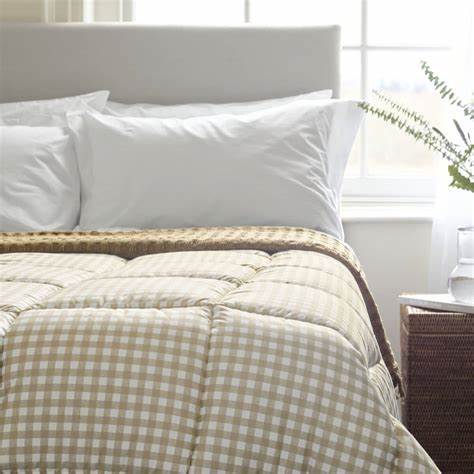 Night Lark coverless duvet in warm sand gingham