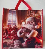 Xmas Woven Gift Bag Square Santa Jumbo